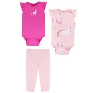 Little Star Natural Cotton Baby Girls Flutter Sleeve Bodysuit/Pants